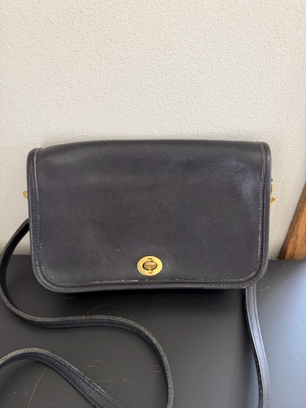 Coach Vintage Penny Pocket Black Leather Crossbody Bag - Picture 2 of 13